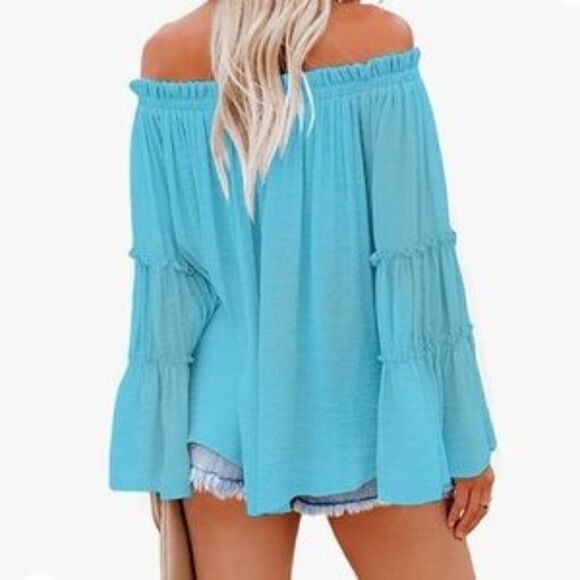 NEW Off Shoulder Flare Sleeves Blouse - Picture 1 of 7